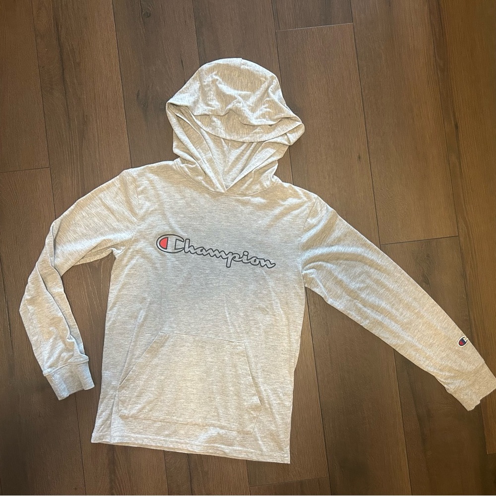 Champion Gray Long T-Shirt with Hoodie